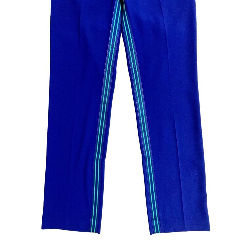 T Tahari Blue Dress Suit Pants Straight Leg Green Inseam Stripe SZ 4 New - Picture 3 of 11